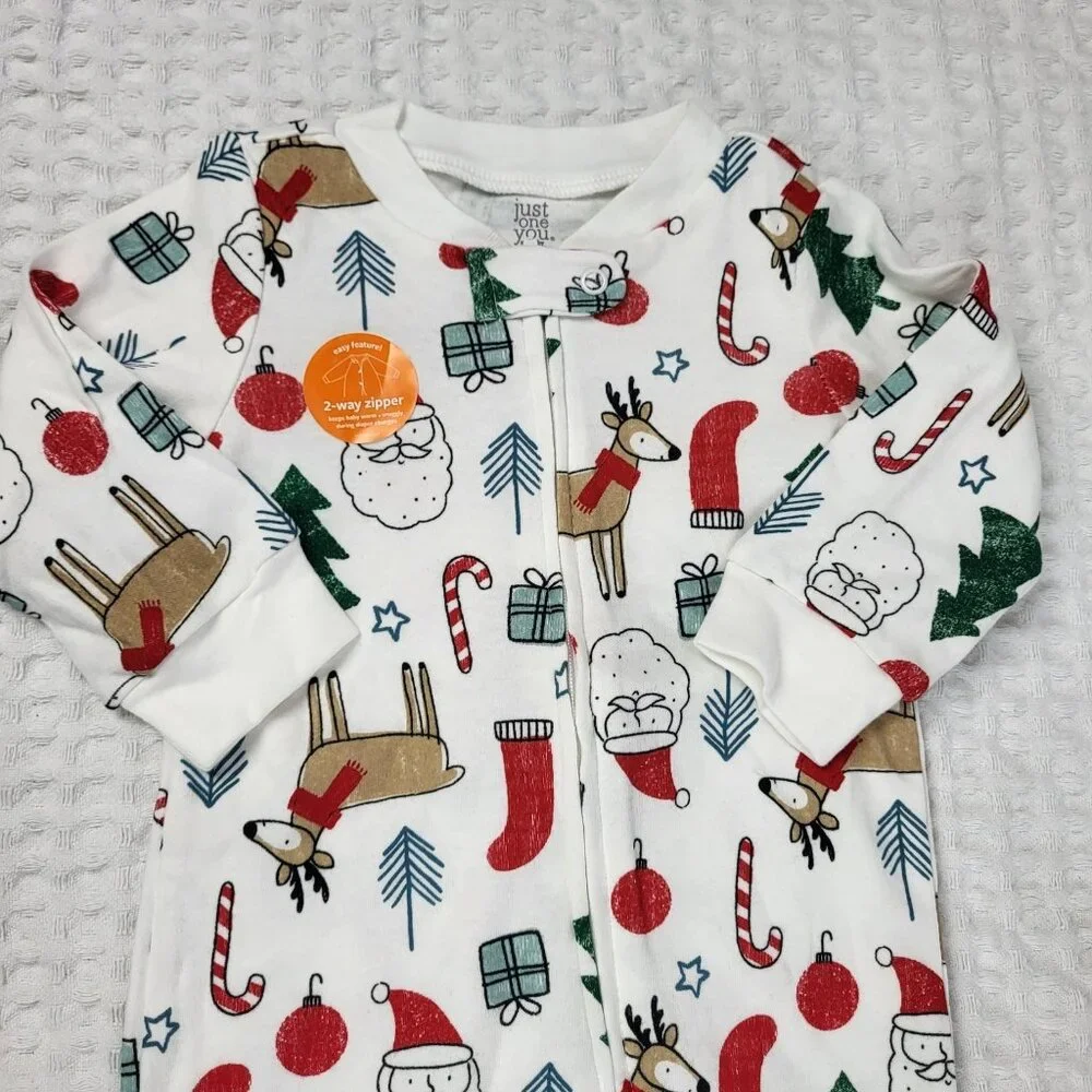 Carters Just One You Christmas Reindeer One Piece Sleeper With Reindeer Hat 9 Mo